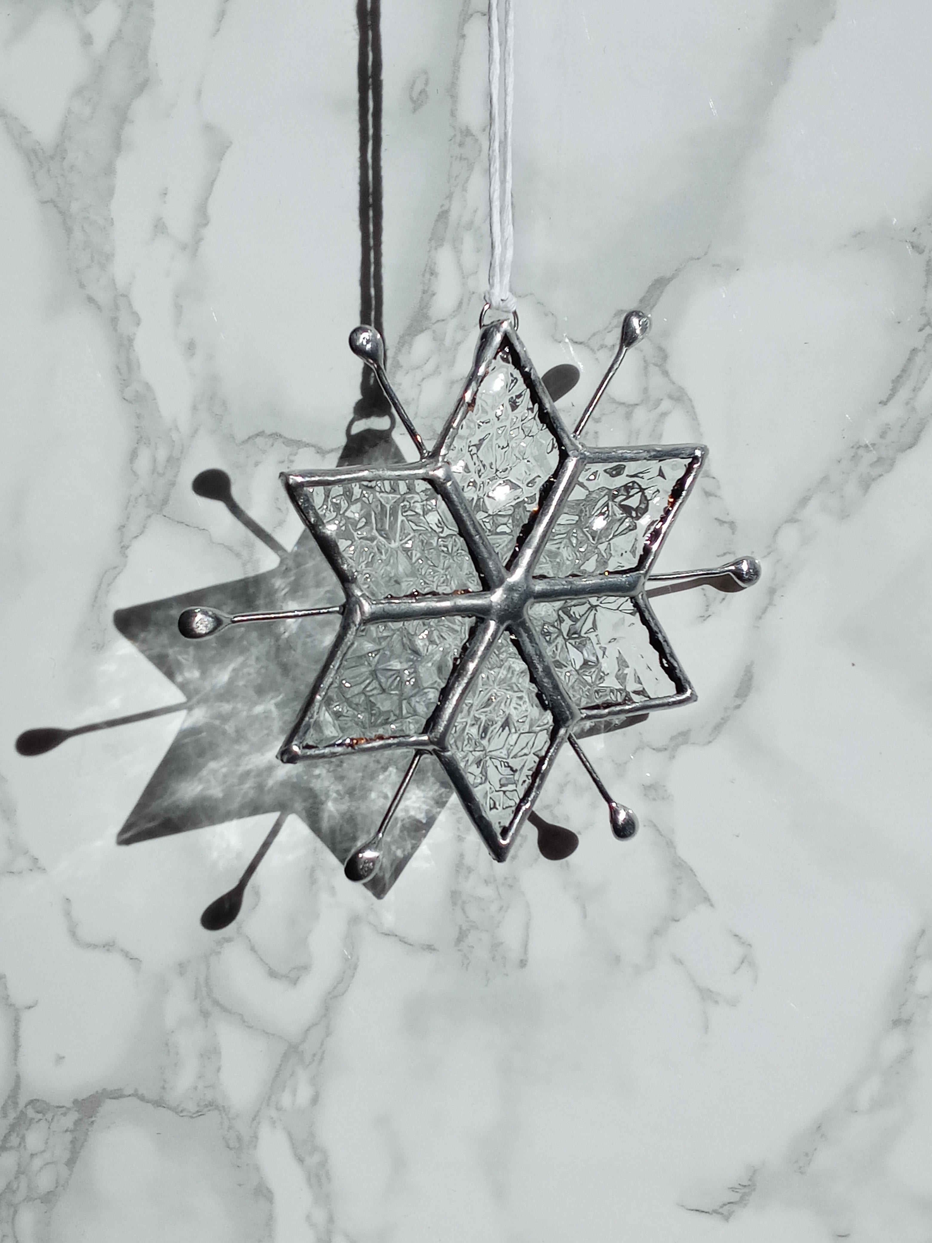 Fine Art & Collectibles :: Glass Art :: Small Snowflake Stained Glass  Suncatcher Ornament